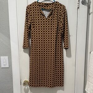 J. McLaughlin Elegant Brown Geometric Dress